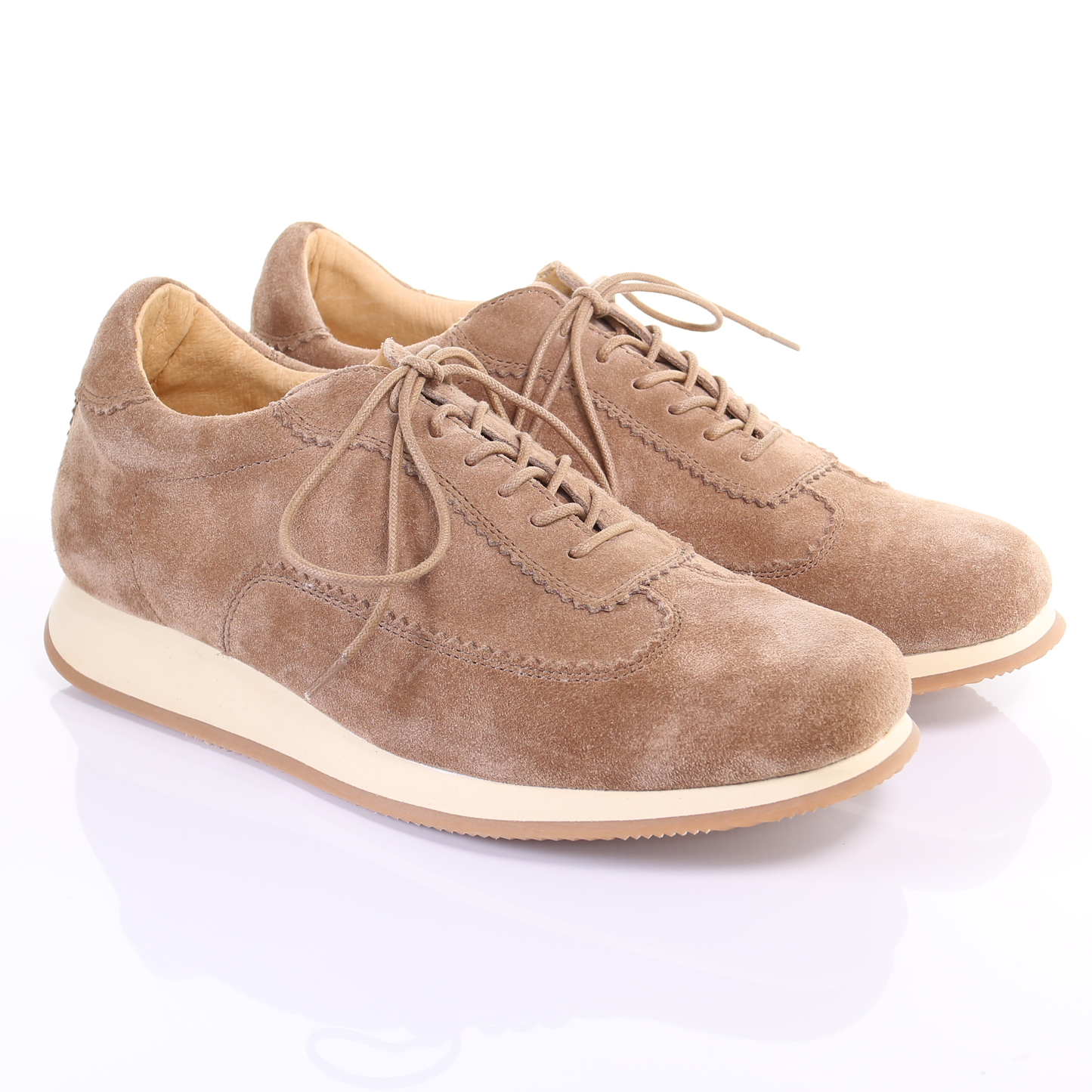 Men's Style Lace Up Suede Leather Casual Shoes (Beige)