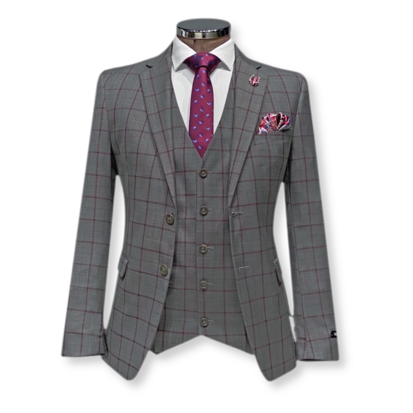 Williams Windowpane Vested Suit