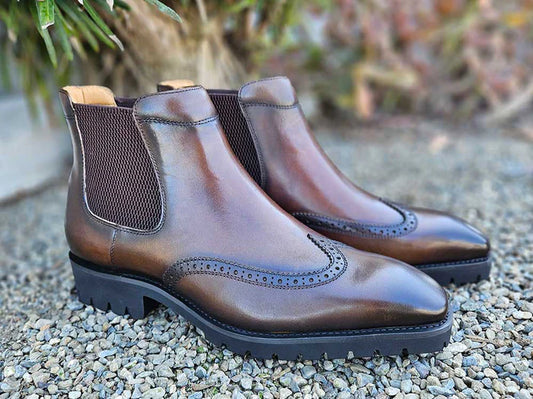 Lug Sole Chelsea Boot with Wingtip Toe - My Men's Shop