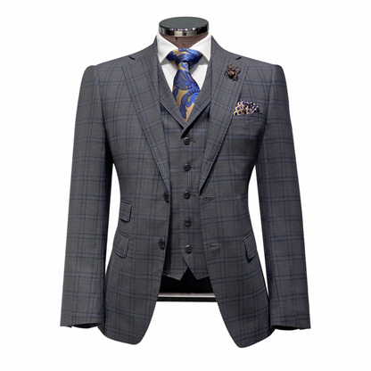 Veleso Plaid Vested Suit