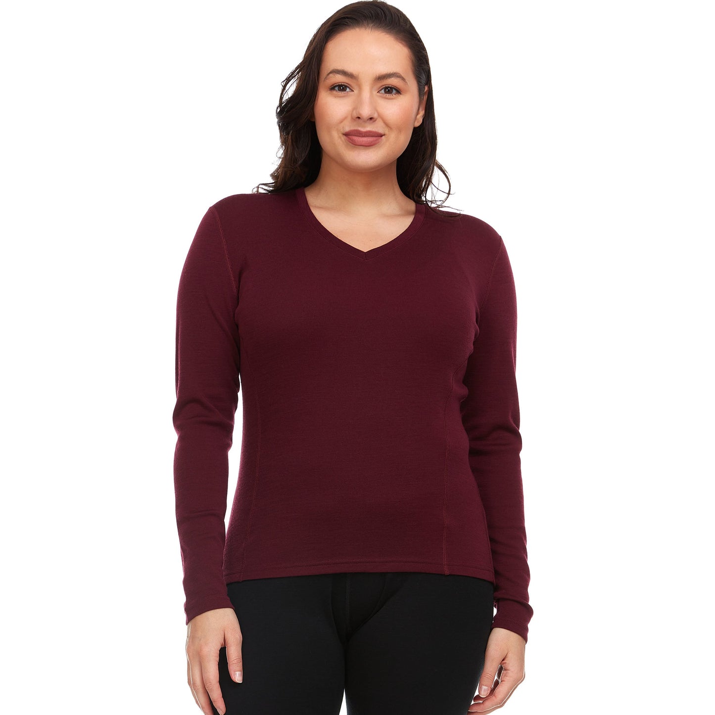 Midweight - Women's Long Sleeve V-Neck 100% Merino Wool